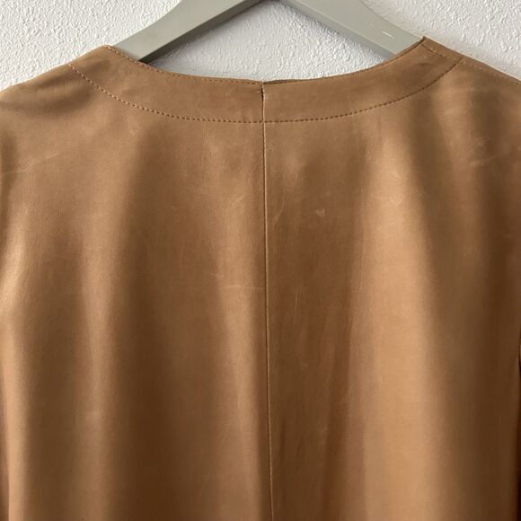 VINCE Leather Lightweight Open Front Collarless Coat Jacket Duster Women Size 8 - Picture 3 of 10